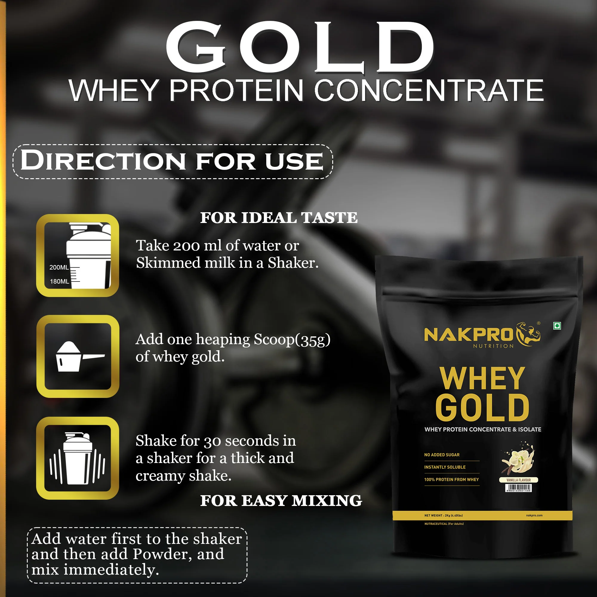 Nakpro Whey Gold Protein Concentrate | 80g Protein | Clean Unflavored Whey Protein | Trustified Certified - Image 18