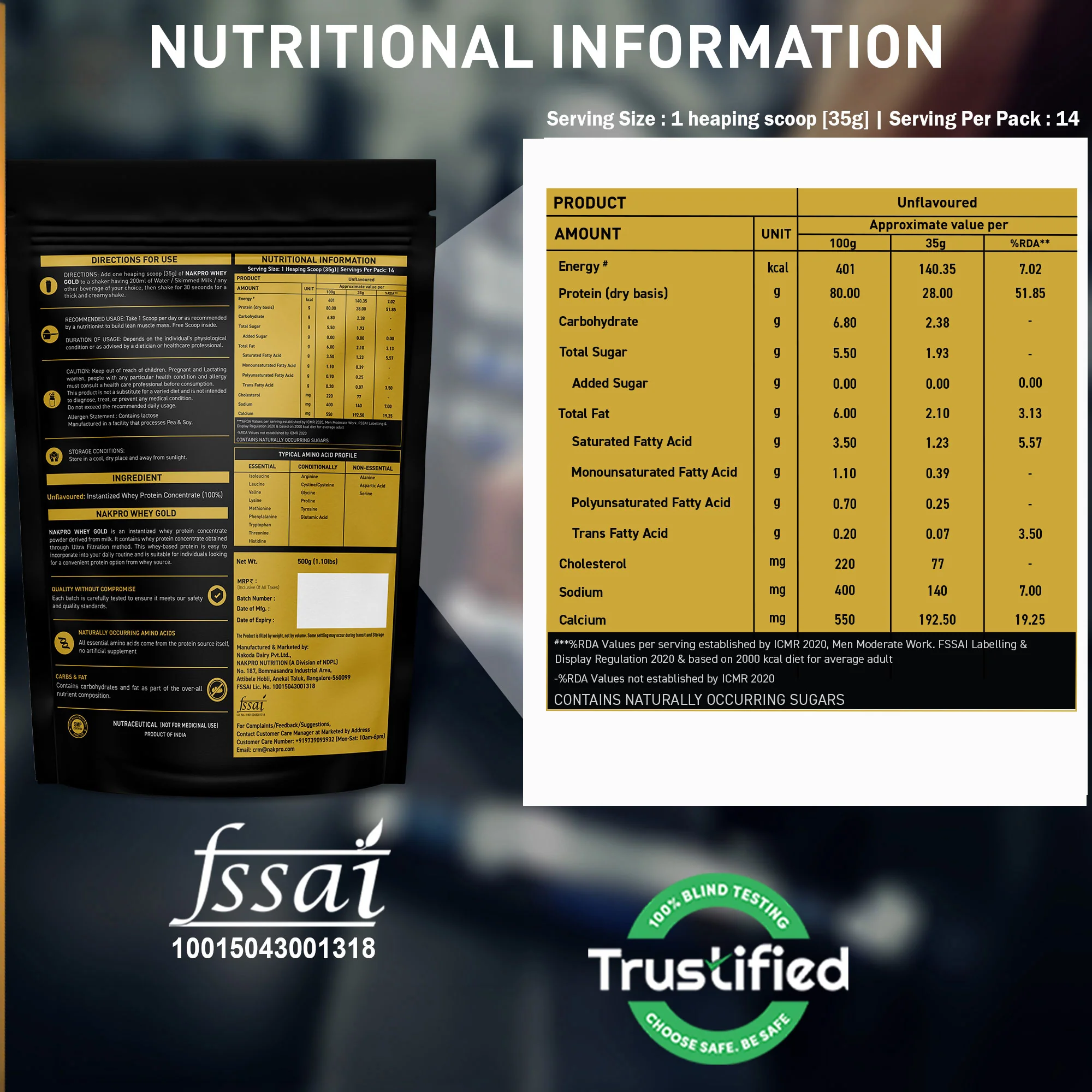 Nakpro Whey Gold Protein Concentrate | 80g Protein | Clean Unflavored Whey Protein | Trustified Certified - Image 34