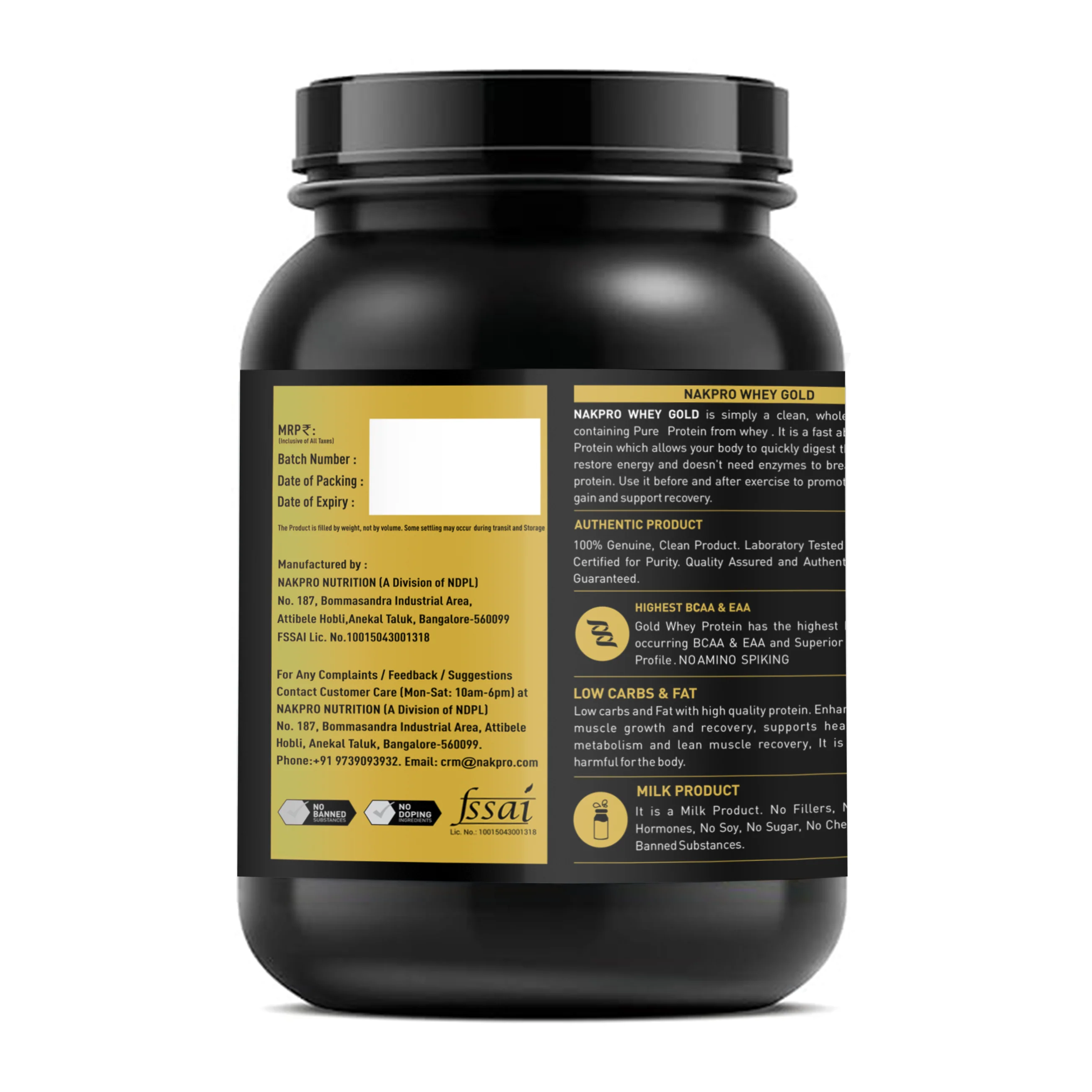 Nakpro Whey Gold Protein Concentrate | 80g Protein | Clean Unflavored Whey Protein | Trustified Certified - Image 5