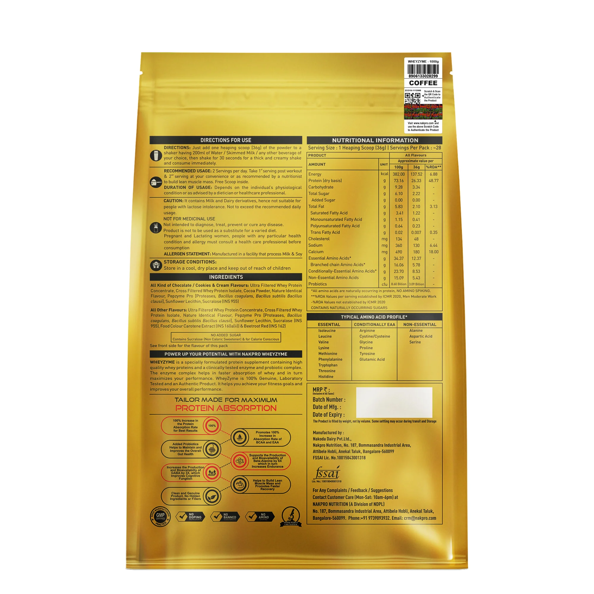 Nakpro Wheyzyme Absorption Whey Protein (Isolate & Concentrate) | 73g Protein | Added Probiotics | Trustified Certified - Image 12