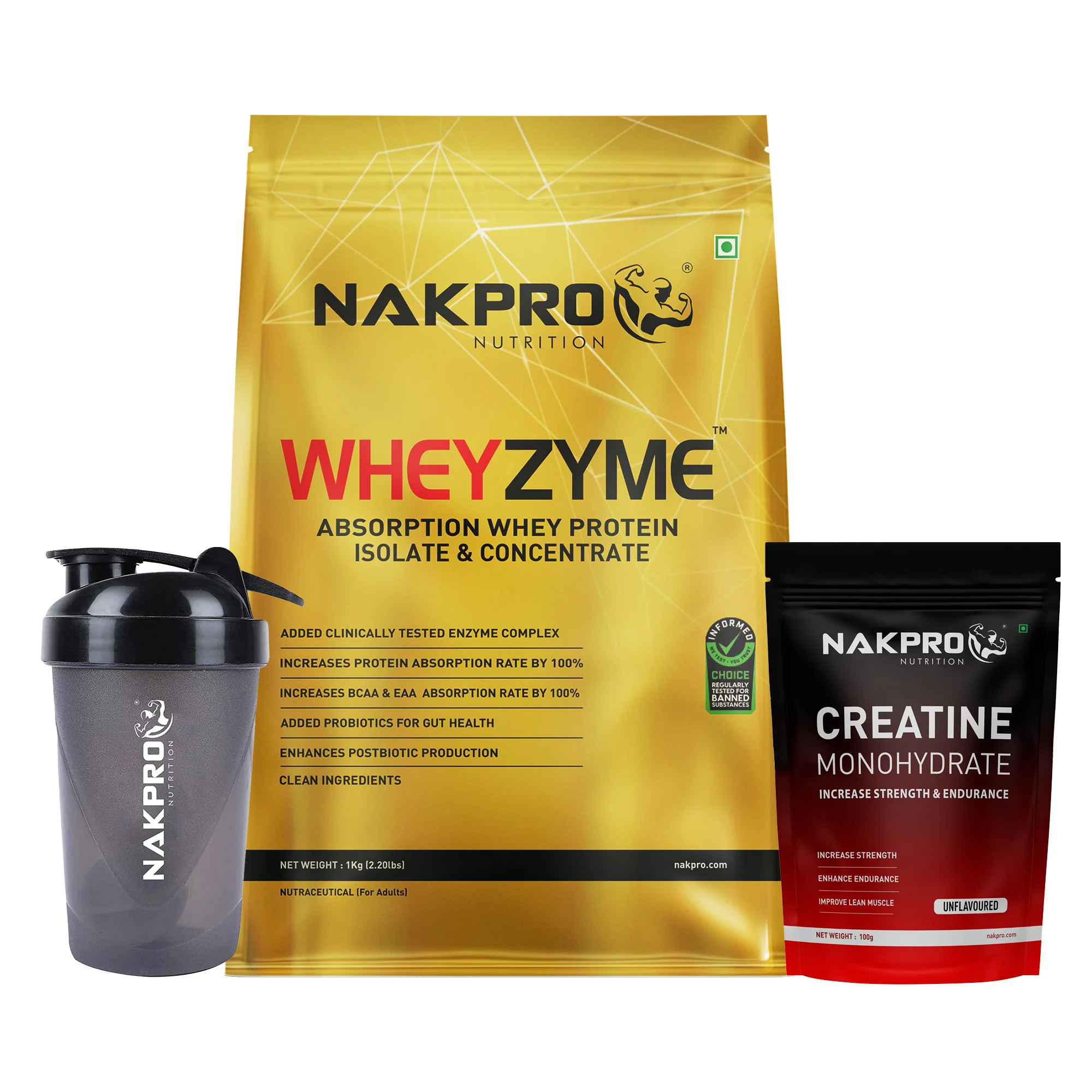 Nakpro Wheyzyme Absorption Whey Protein (Isolate & Concentrate) | 73g Protein | Added Probiotics | Trustified Certified - Image 16