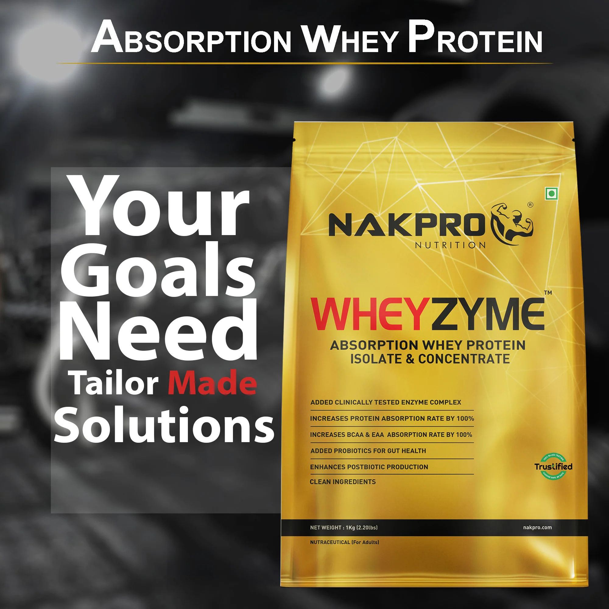 Nakpro Wheyzyme Absorption Whey Protein (Isolate & Concentrate) | 73g Protein | Added Probiotics | Trustified Certified - Image 29