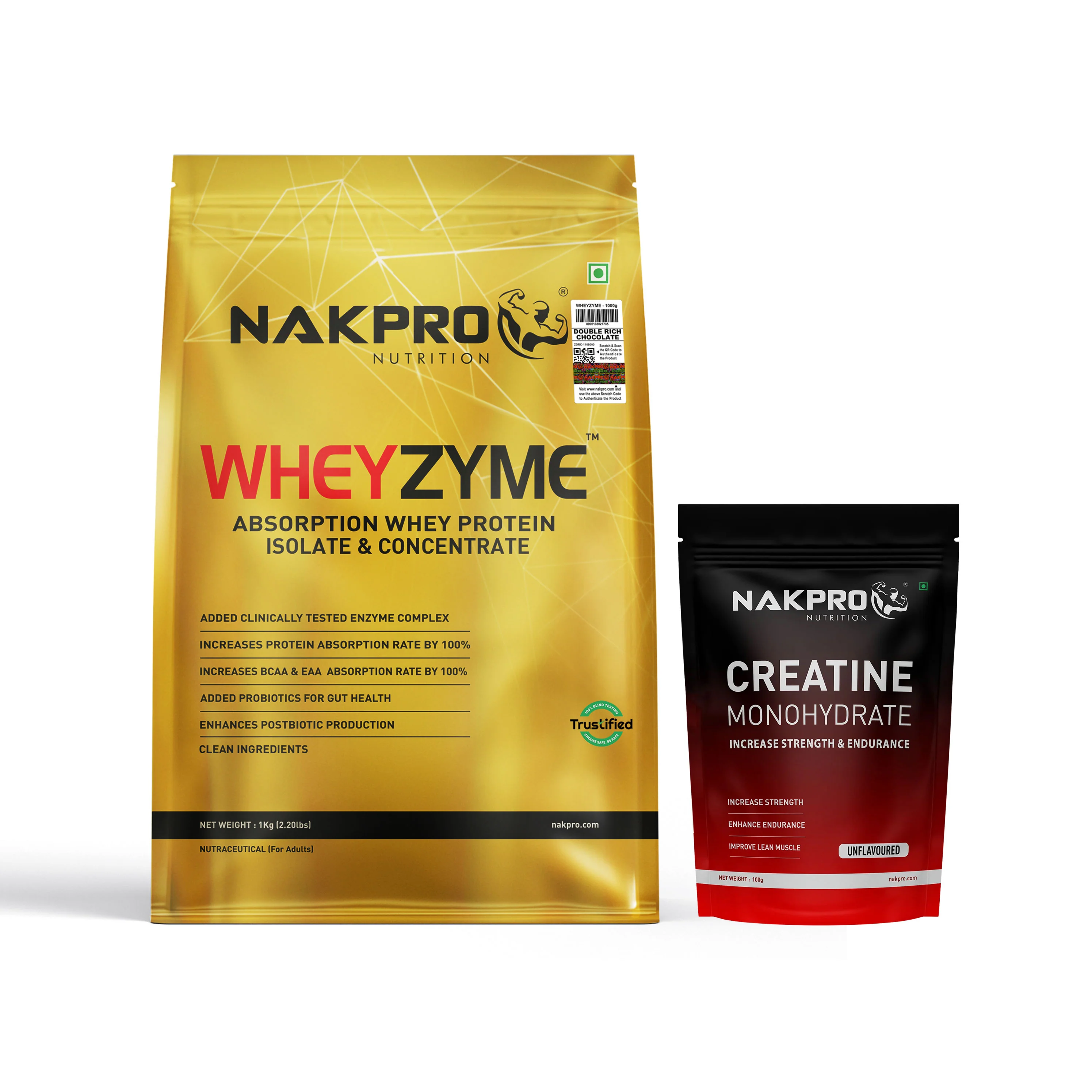 Nakpro Wheyzyme Absorption Whey Protein (Isolate & Concentrate) | 73g Protein | Added Probiotics | Trustified Certified - Image 32