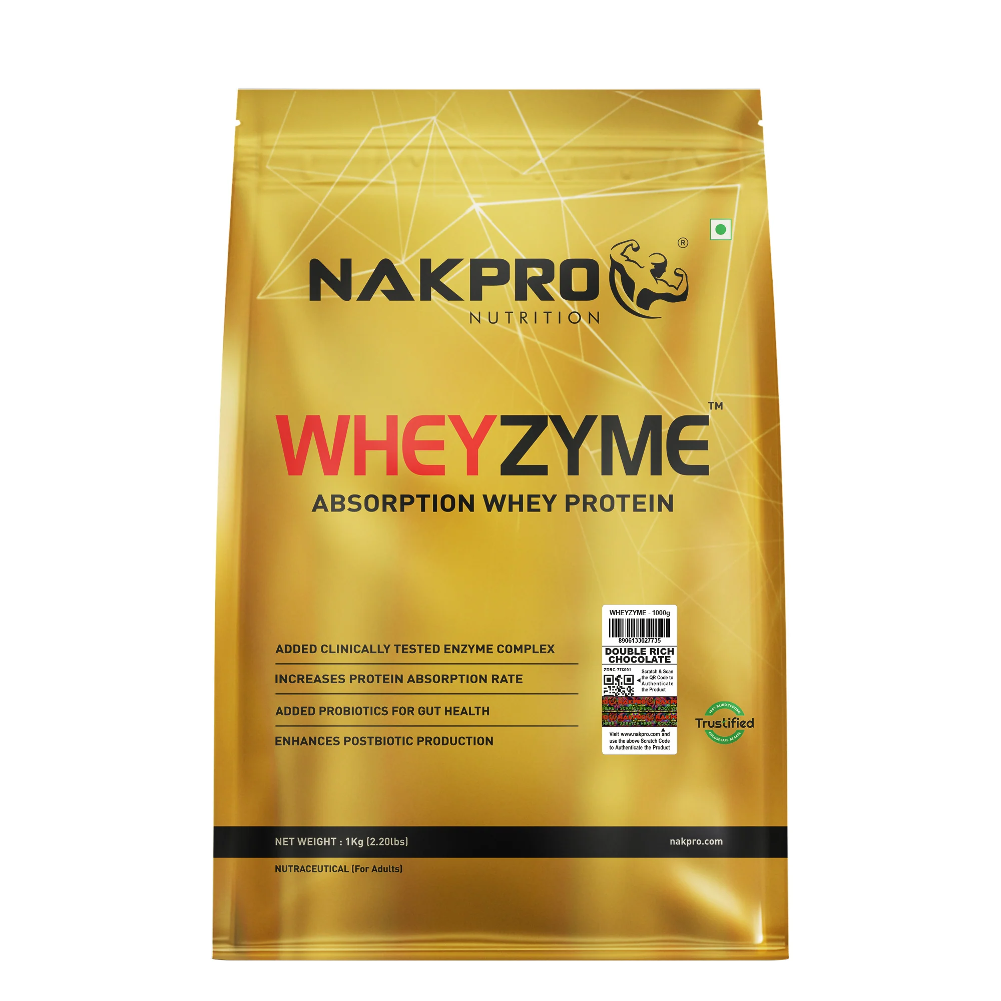 Nakpro Wheyzyme Absorption Whey Protein (Isolate & Concentrate) | 73g Protein | Added Probiotics | Trustified Certified - Image 37