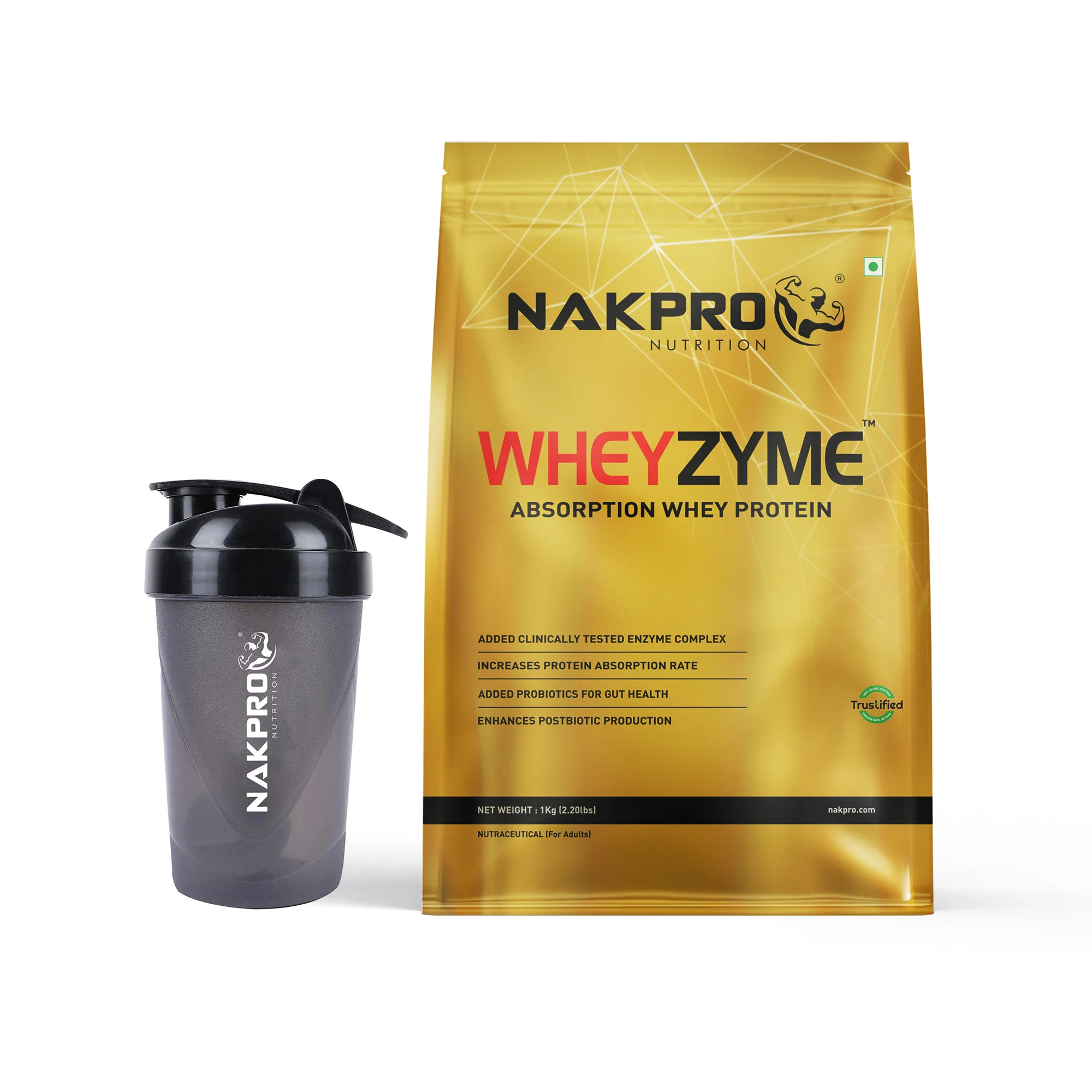 Nakpro Wheyzyme Absorption Whey Protein (Isolate & Concentrate) | 73g Protein | Added Probiotics | Trustified Certified - Image 43