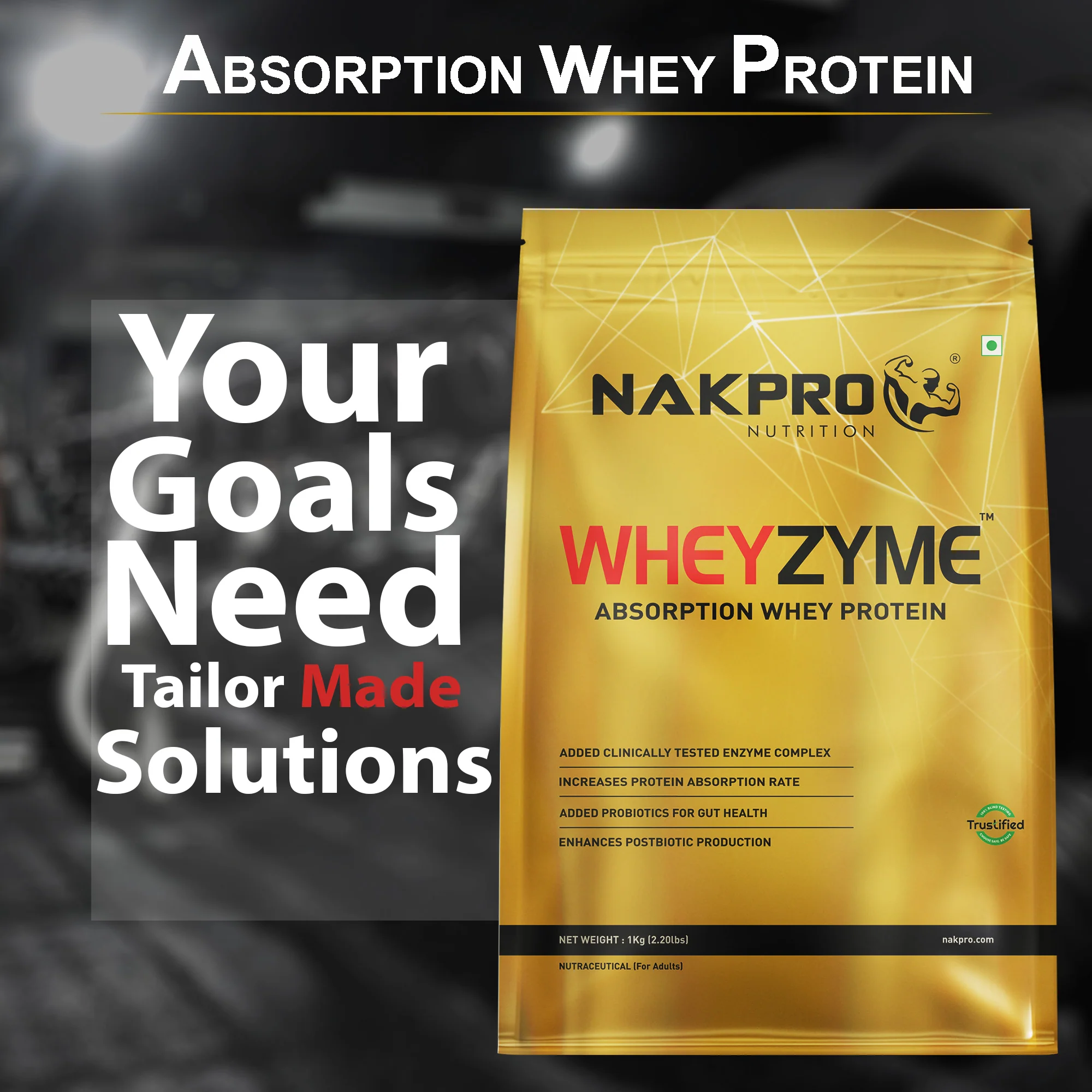 Nakpro Wheyzyme Absorption Whey Protein (Isolate & Concentrate) | 73g Protein | Added Probiotics | Trustified Certified - Image 48